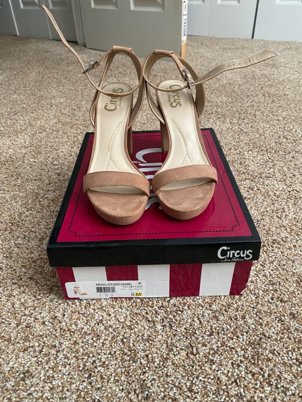 Circus by Sam Edelman Tan Suede Platform Ankle Strap Sandals